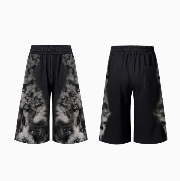 Street trend loose fit printed polyester trousers and hoodie set shown in three colour options