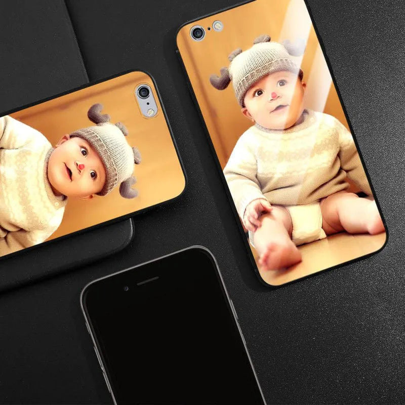 Patterned compatible iPhone case with raised bumper edge and precision cut outs for camera and ports