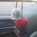 Hand-woven polyester plush car hanging ornament in cartoon ghost design