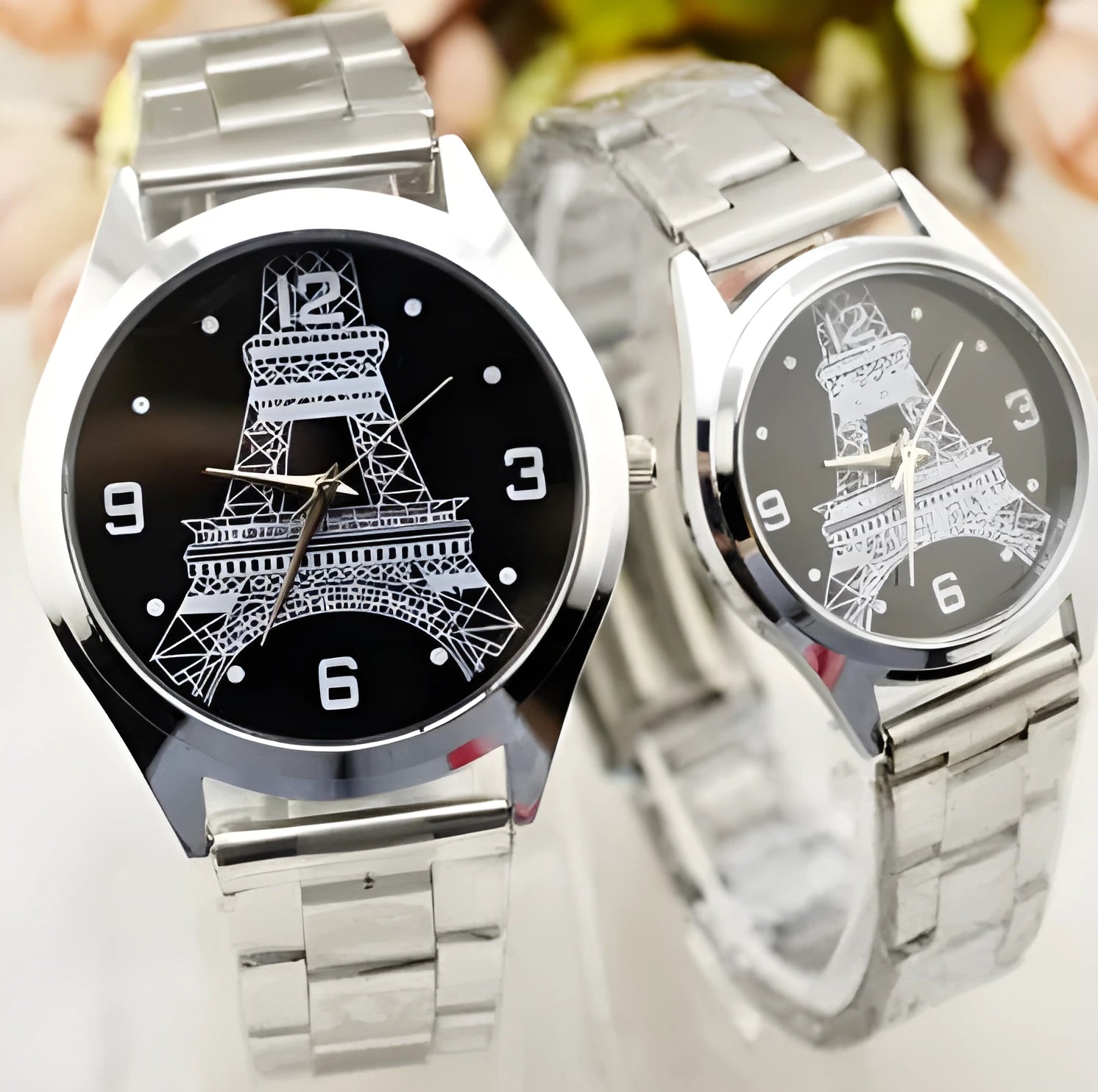 Eiffel Tower Wrist Watch with analogue display and Paris landmark design for men and women.