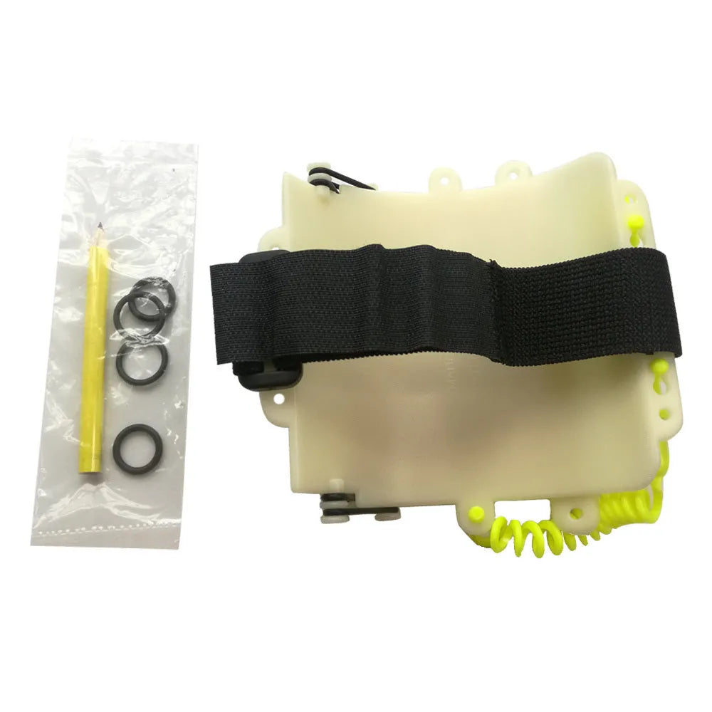 White luminous ABS diving wristboard with pencil and spare o-ring for underwater communication