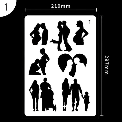 White packaged children's stencil drawing kit with plastic templates, paper, and markers