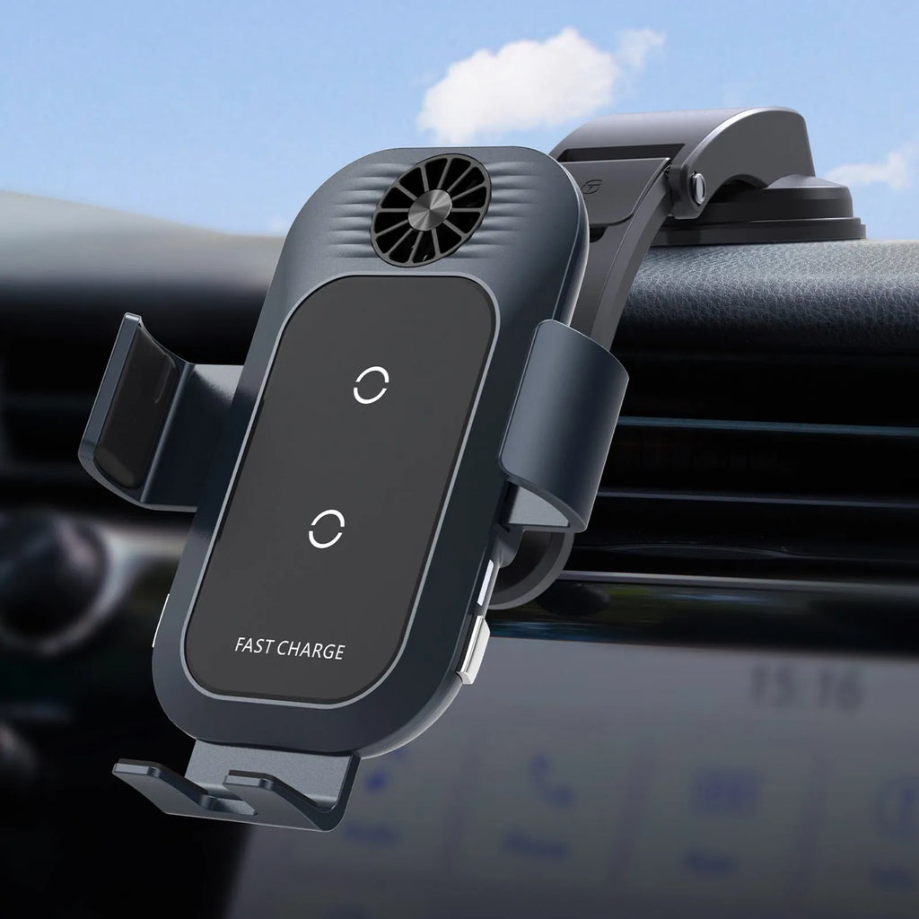 C35 colour car wireless charger phone holder with suction cup mount and automatic clamping