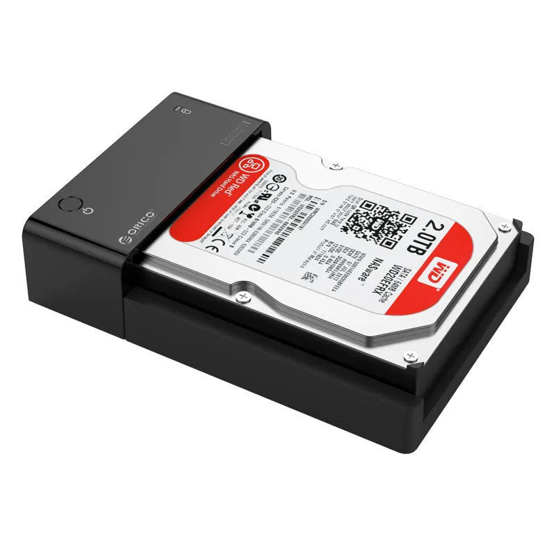 Black universal mobile hard disk box for 2.5 inch SATA drives with USB data cable