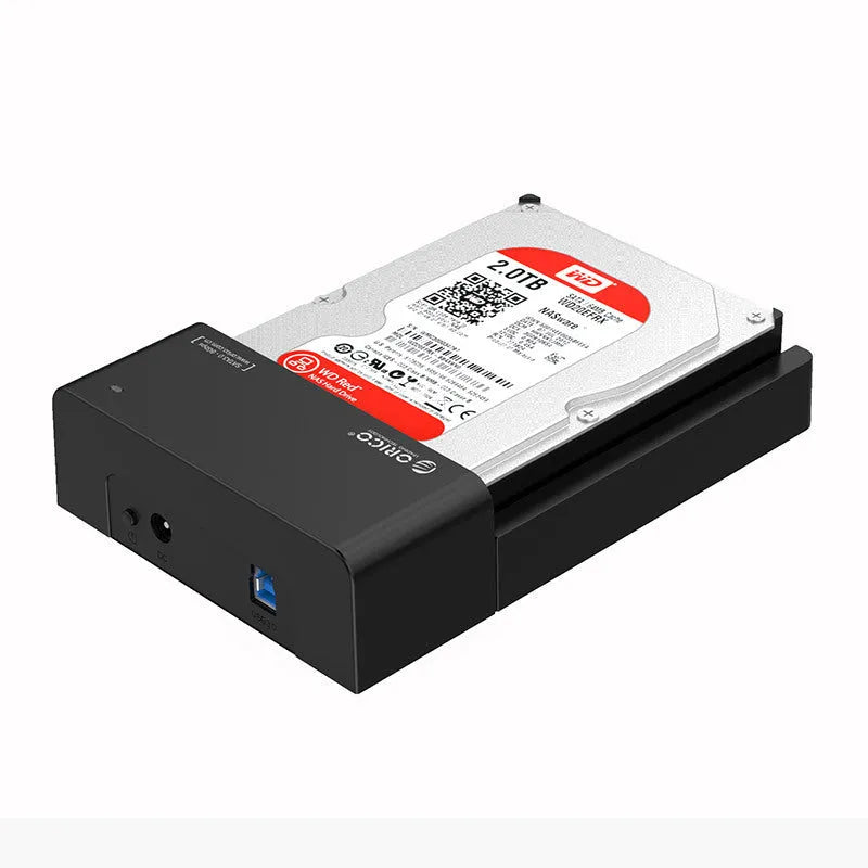 Black universal mobile hard disk box for 2.5 inch SATA drives with USB data cable