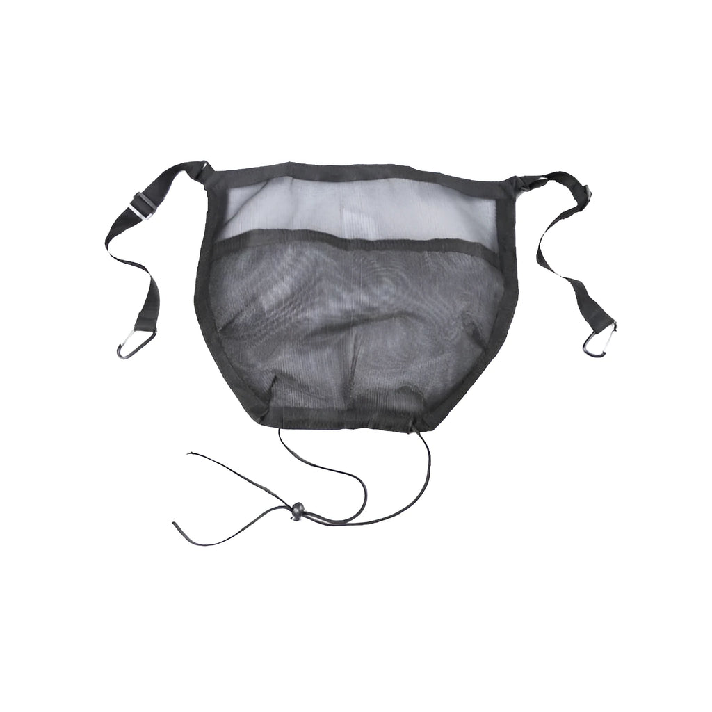 Black car bag mesh bag with nylon and mesh construction, 25 x 16.5 x 3.8 cm, for hanging travel storage