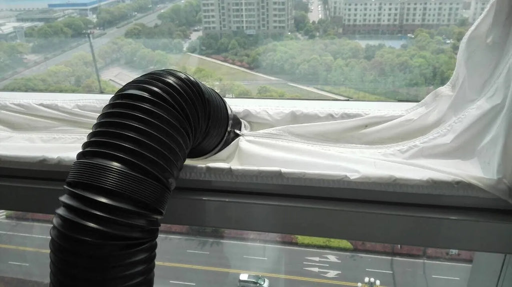 AirLock sealing plate cloth baffle for portable air conditioner window up to 400 cm perimeter silver gray colour