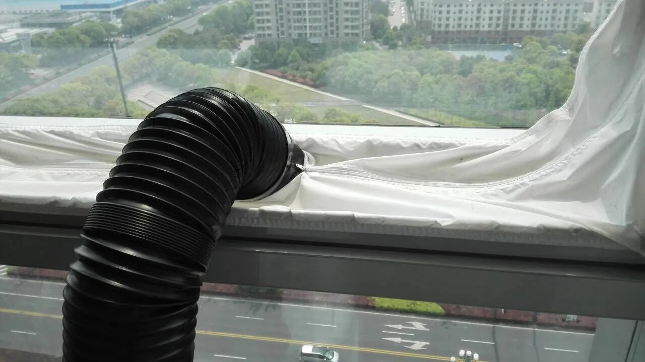 AirLock sealing plate cloth baffle for portable air conditioner window up to 400 cm perimeter silver gray colour