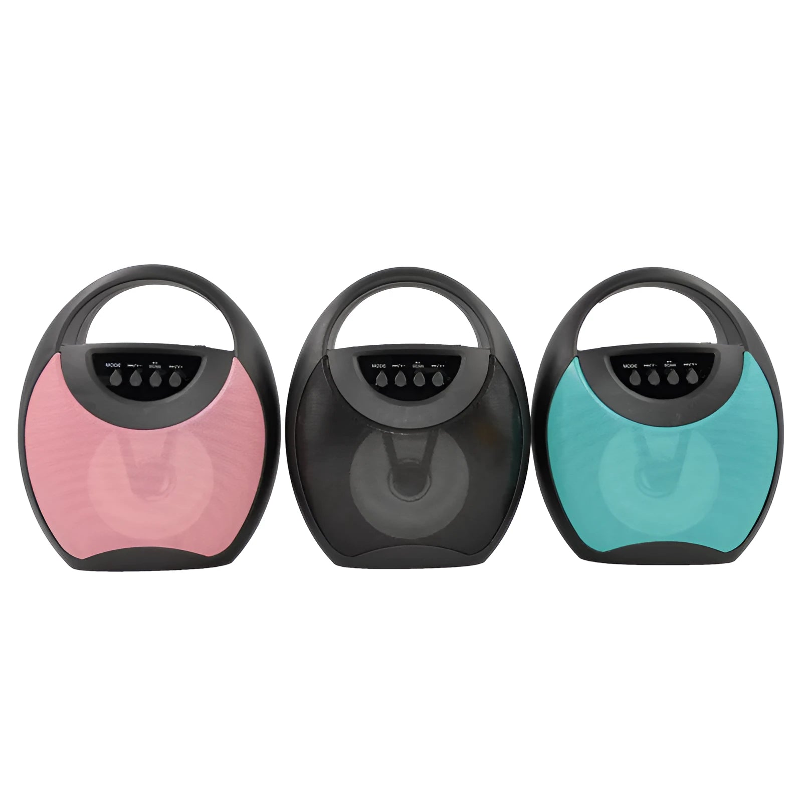 Portable Bluetooth speaker in black, blue, or pink colour with USB and SD card slots