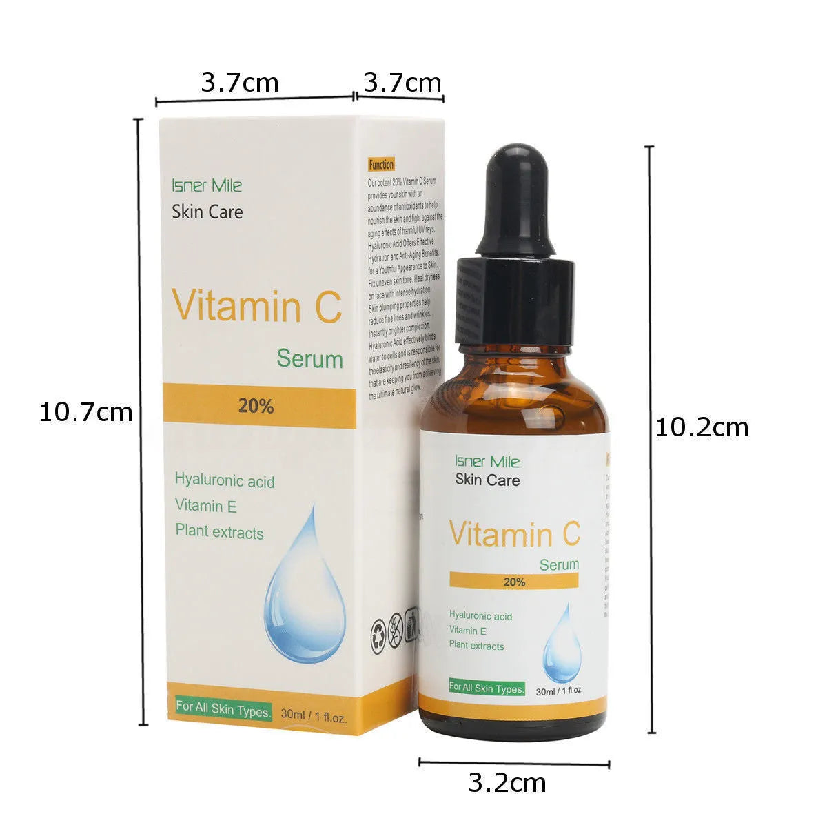 30ml Vitamin C serum bottle undiluted skincare essence for uneven skin tone