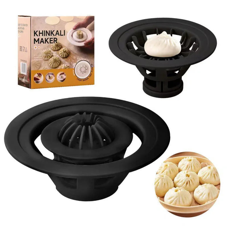 Black Jinkali steamed bun mould set with four different shapes for baozi, dumplings and shaomai