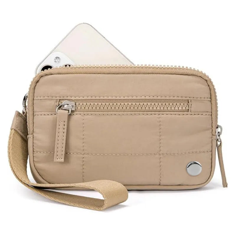 Waterproof quilted handbag with transparent front deck compartment in seven colour options