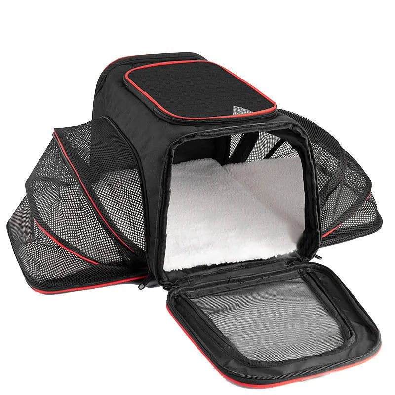 600D cation fabric cat carrier bag in grey blue edge colour with medium soft hardness construction