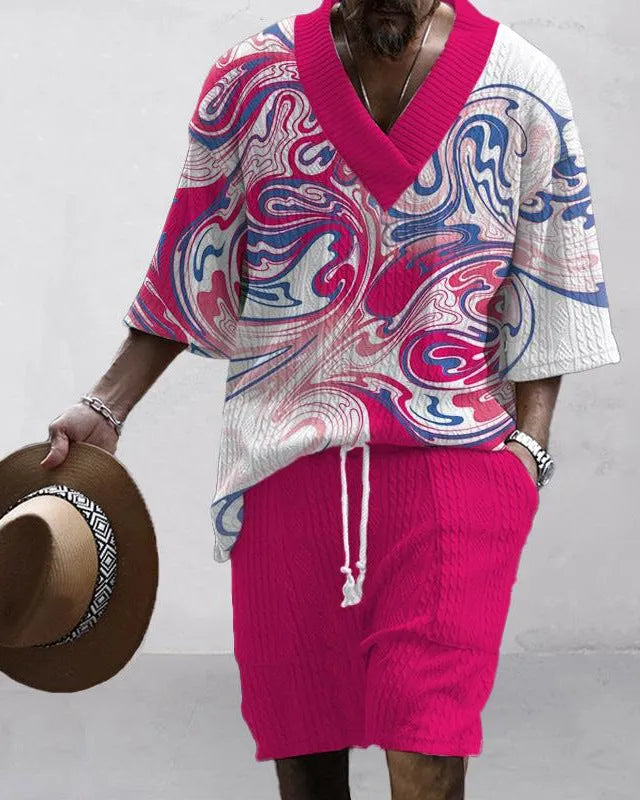 Loose fitting casual short sleeve suit set in various colours
