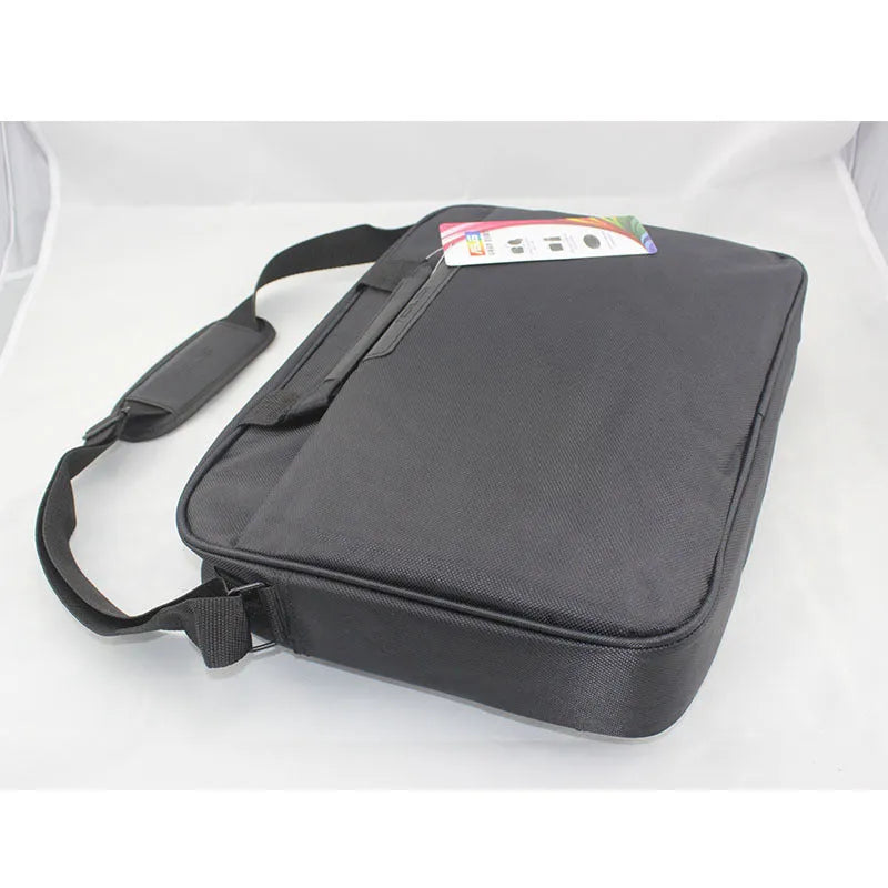 15.6 Inch Laptop Shoulder Bag Nylon Waterproof Business Computer Rucksack for iPad Tablet Notebook with Multiple Pockets Black Large Size 380x280x60mm Inside 400x300x70mm Outside Business Style Cross Section Square Soft Plain Design