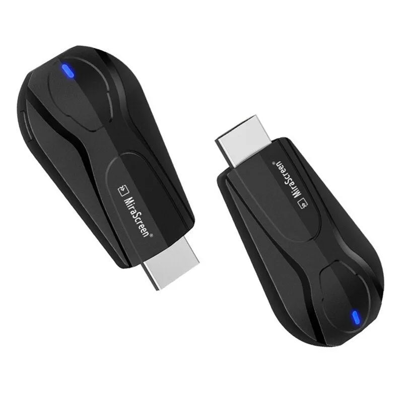 Black wireless screen mirroring device with HDMI port for phone to TV sharing