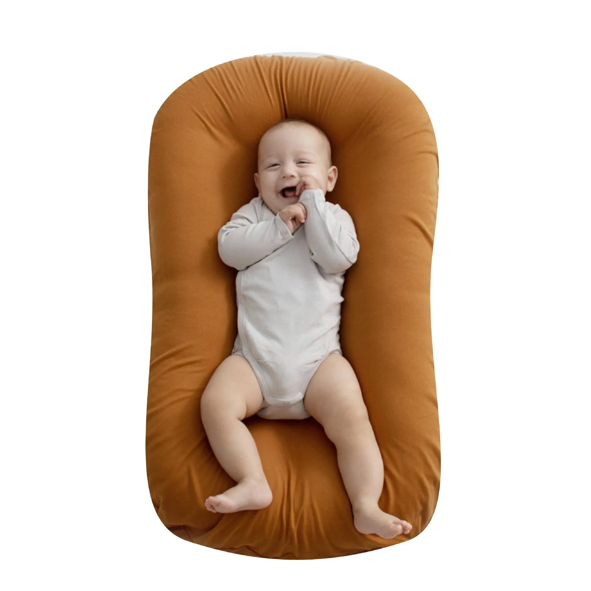 Portable cotton baby nest crib measuring 75x45cm with PP cotton filler in beige colour