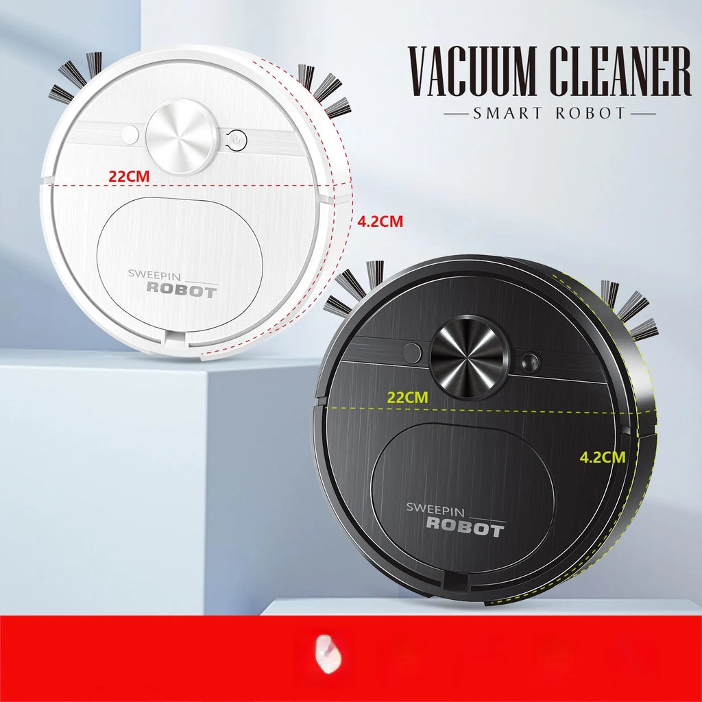 Three-in-one USB charging automatic home intelligence cleaner robot in white with suction sweeping mopping