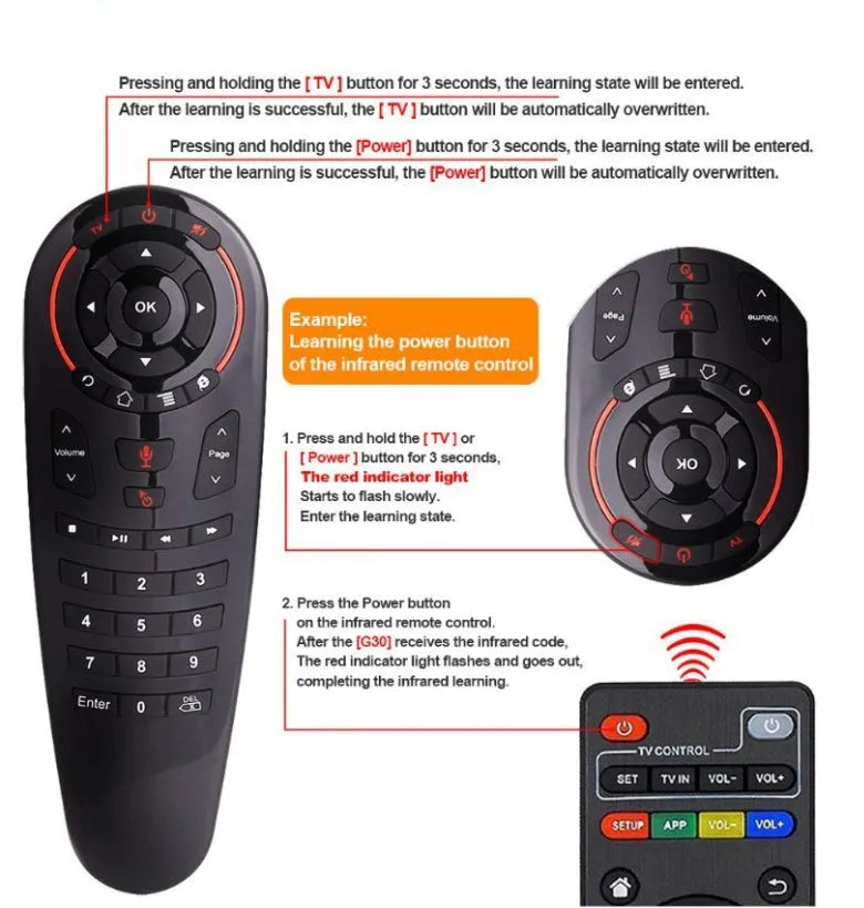 G30 black wireless keyboard remote control with nano receiver for smart TV and media PC.