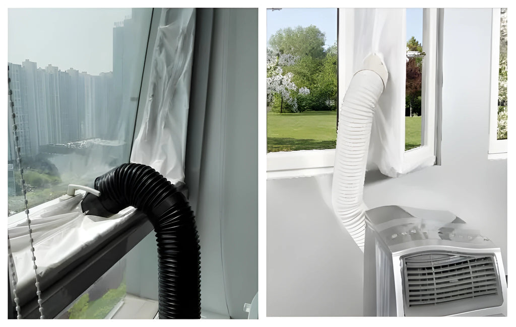 AirLock sealing plate cloth baffle for portable air conditioner window up to 400 cm perimeter silver gray colour