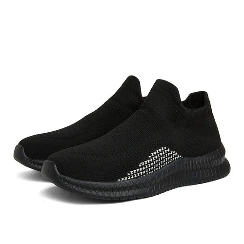 Popcorn flyknit fabric casual sneakers in black, blue, or white on a low-top flat sole.