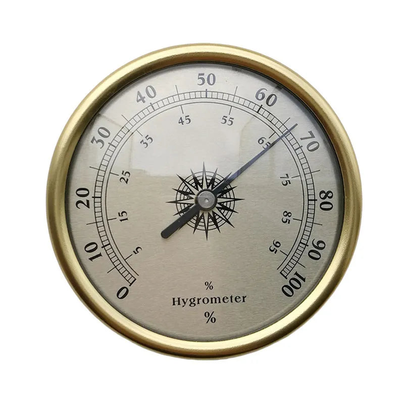 Aluminum analog thermometer hygrometer with circular 72mm design