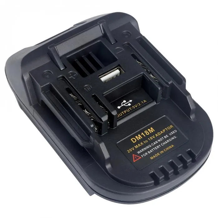Black Milwaukee DM18M to Makita H99F battery adapter converter for power tools