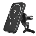 Black M6 magnetic wireless car charger bracket with LED indicator for dashboard or windscreen mounting