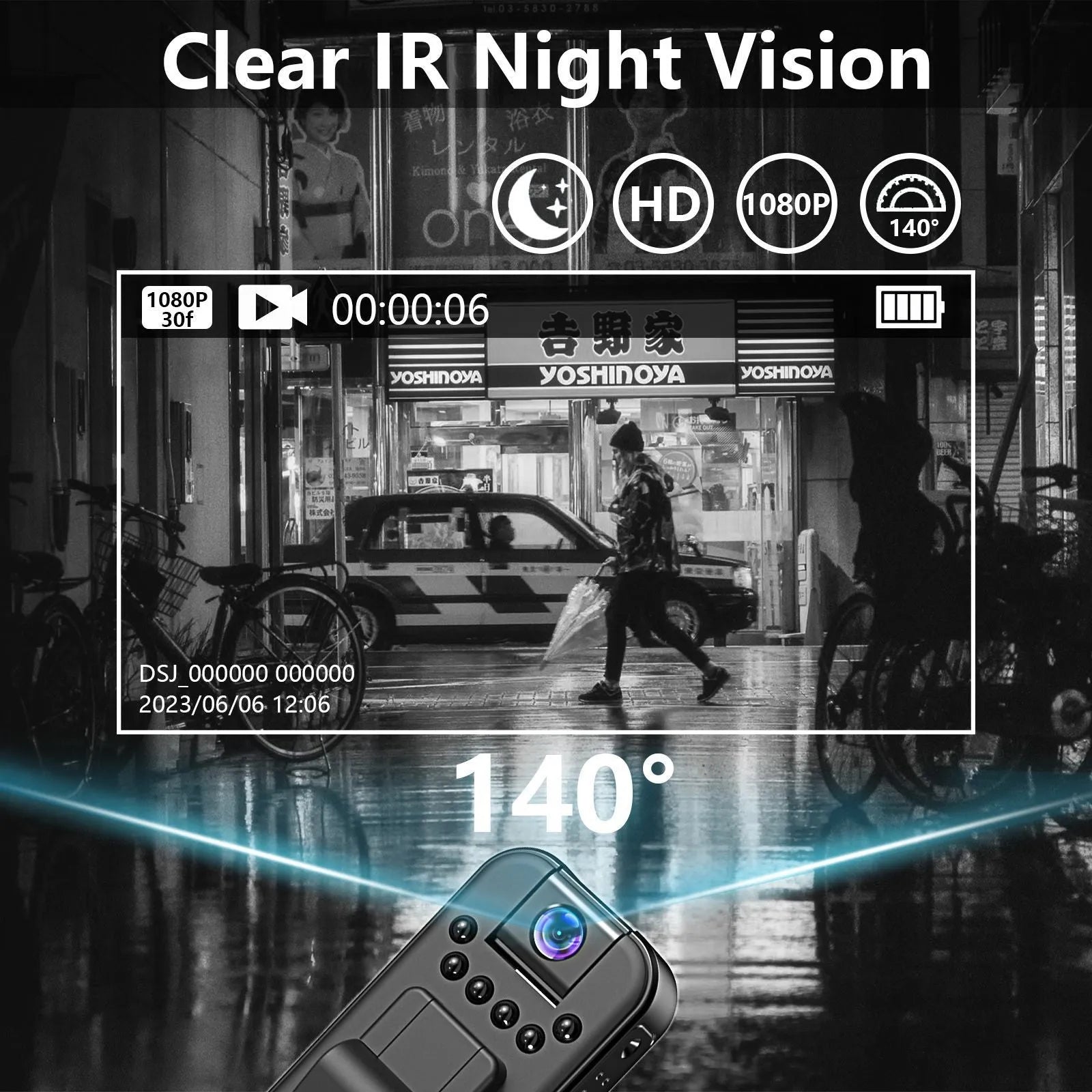 L7 model HD home security camera with wifi and infrared night vision for outdoor recording.