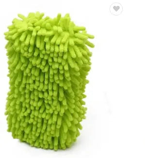 Silver green chenille car wash sponge with spiral wool texture and microfiber construction