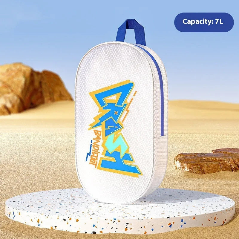 Orange EVA waterproof swimming storage bag in 3 litre and 7 litre capacity sizes.