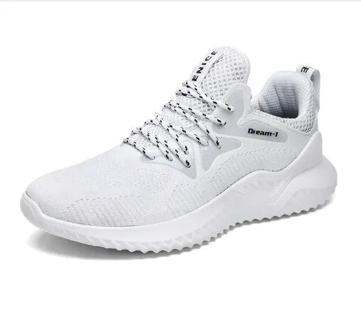 Low-top breathable running shoes in mesh with a front strap, shown in available colours.