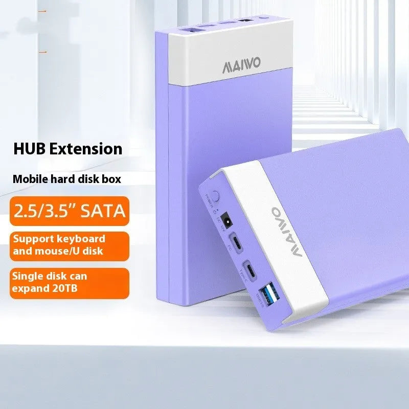 3.5 inch USB 3.0 SATA hard disk enclosure in two-tone colour with power supply and cable