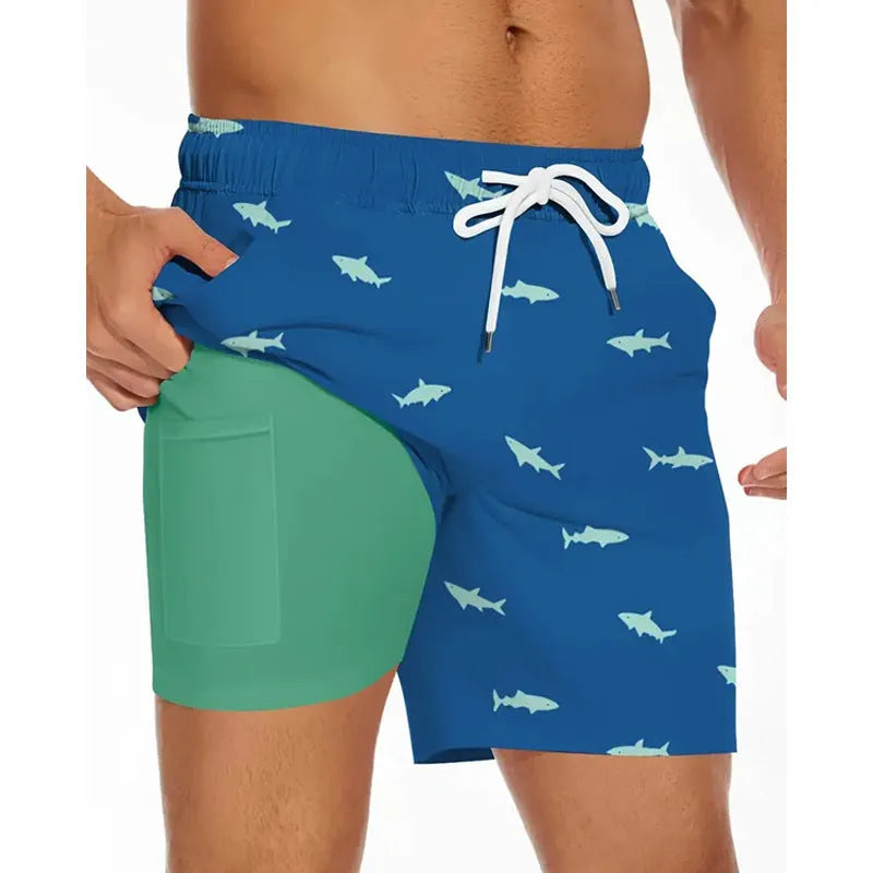 Men's loose fit summer beach pants in polyester fabric with elastic waistband available in multiple colours