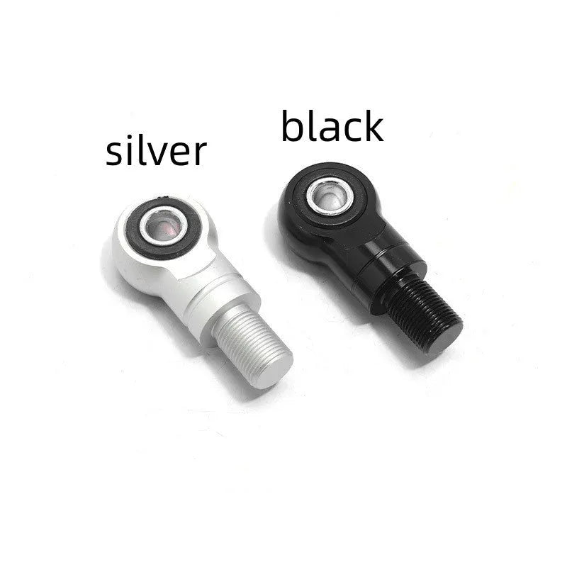 Aluminium alloy motorcycle shock absorber conversion round head in 16mm diameter, shown in black and silver finishes.