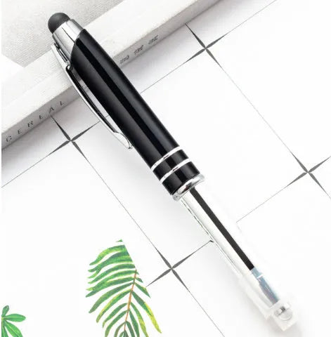 Metal multifunctional pen with capacitive stylus tip and LED light in five colour options