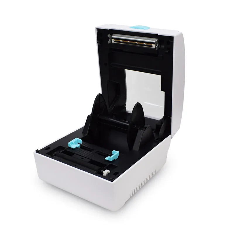 White Bluetooth thermal label printer with USB port for shipping label production