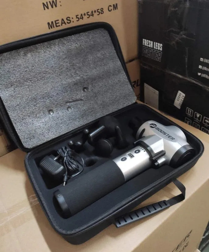 Black and white muscle relaxation massager with adjustable speed up to 3200rpm