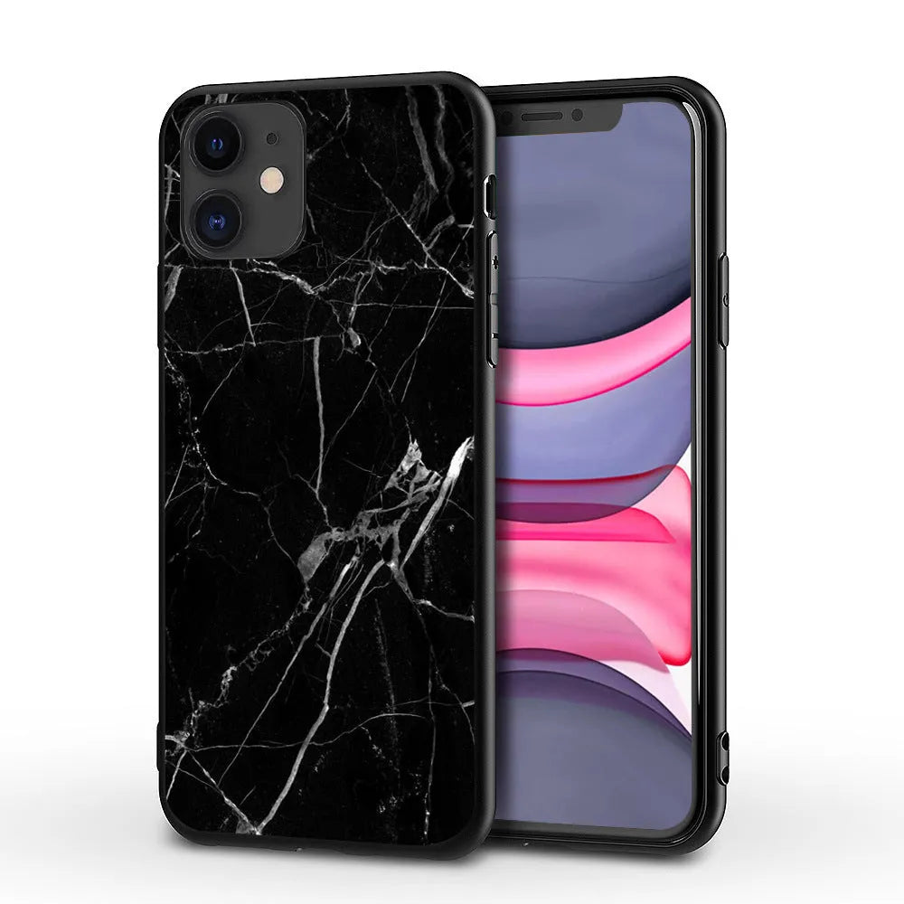 Marble pattern protective case for iPhone on a table
