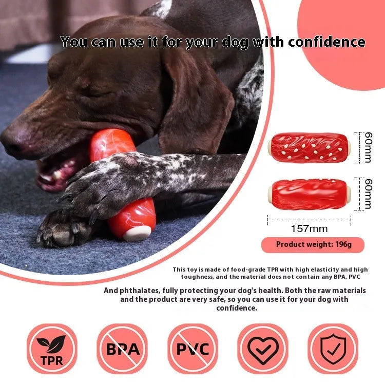 Plastic molar rod dog chew toy with glue toothbrush snack shape in primary colour