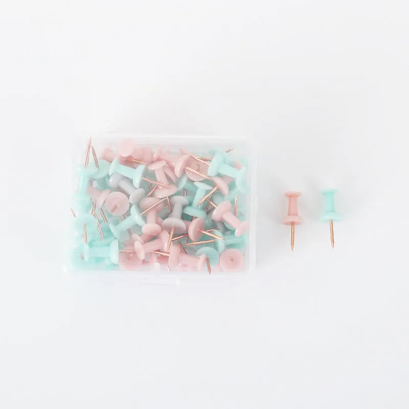 50 Morandi colour push pins with five-pointed star button design for noticeboards and cork boards