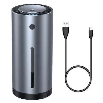Black aluminium alloy car diffuser humidifier with USB cable for 12V power