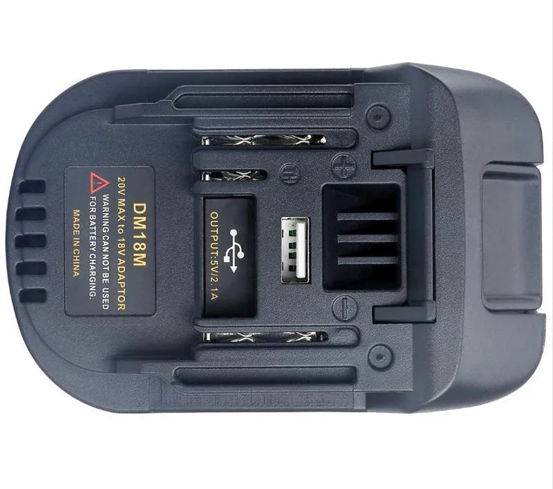 Black Milwaukee DM18M to Makita H99F battery adapter converter for power tools