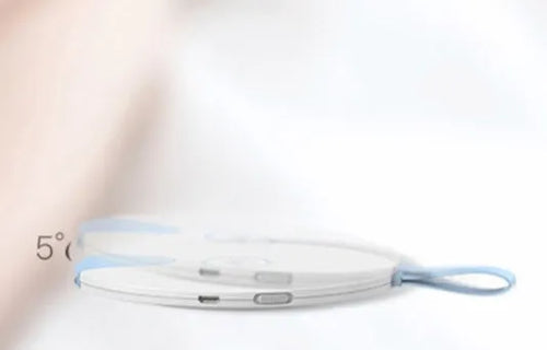Portable UV baby bottle sterilizer showing compact design with USB port and measuring 163.6mm x 120mm