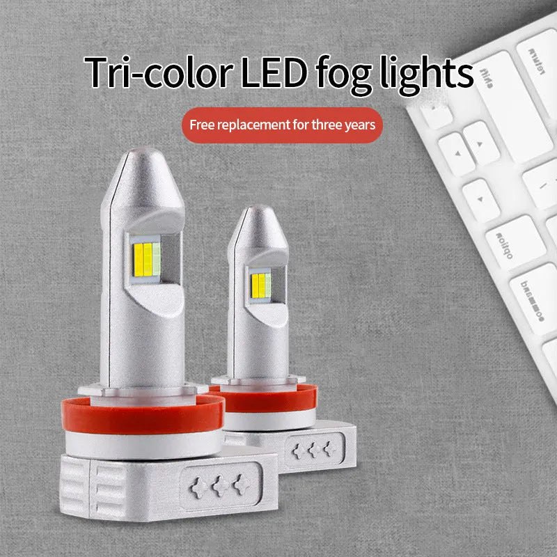 Universal LED fog lamp bulb with aluminium housing on a white background.