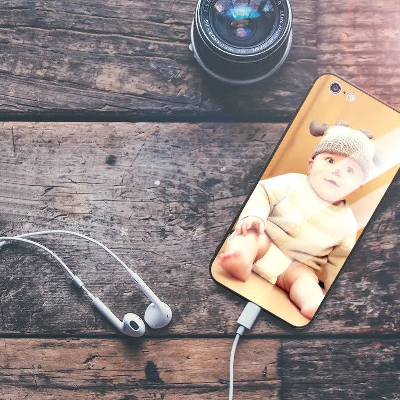 Patterned compatible iPhone case with raised bumper edge and precision cut outs for camera and ports