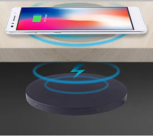 Round 60mm wireless phone charger for embedded installation in furniture