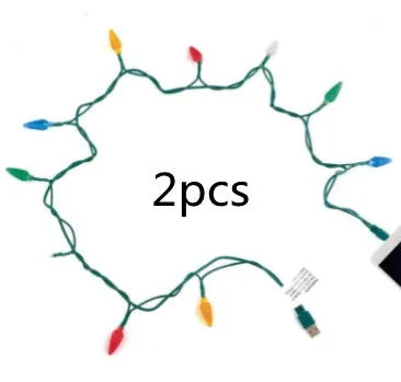 Green USB charging cable with 10 colourful LED lights flashing along its length