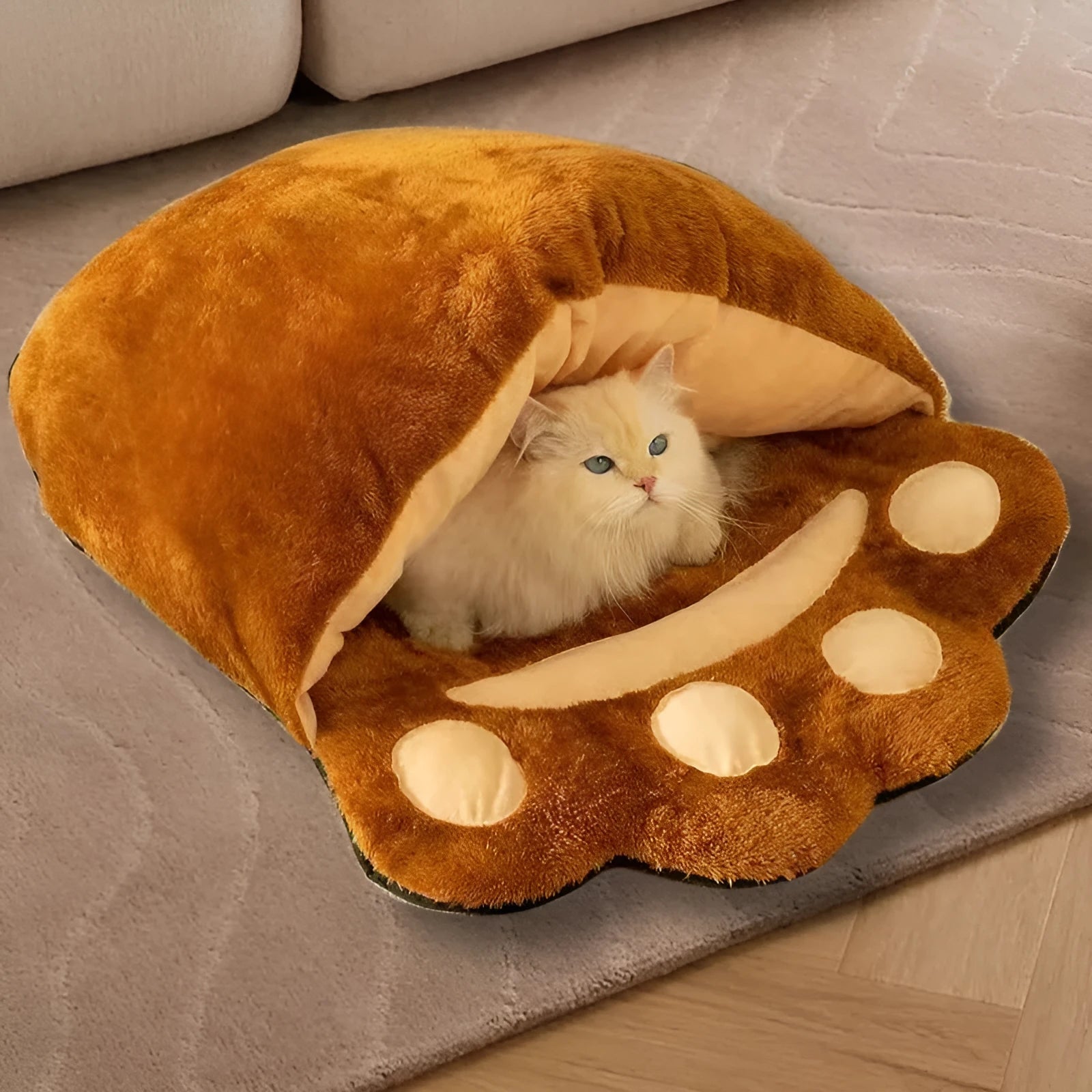 Winter semi-closed cat nest in bear claw fluffy style