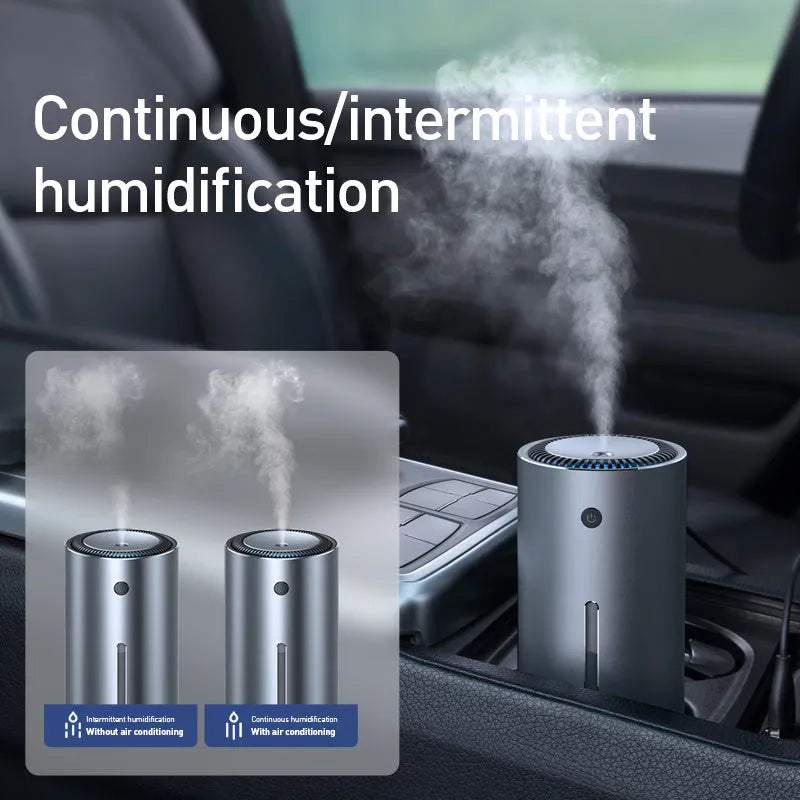Black aluminium alloy car diffuser humidifier with USB cable for 12V power